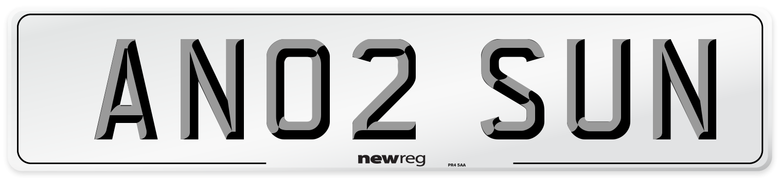 AN02 SUN Number Plate from New Reg
